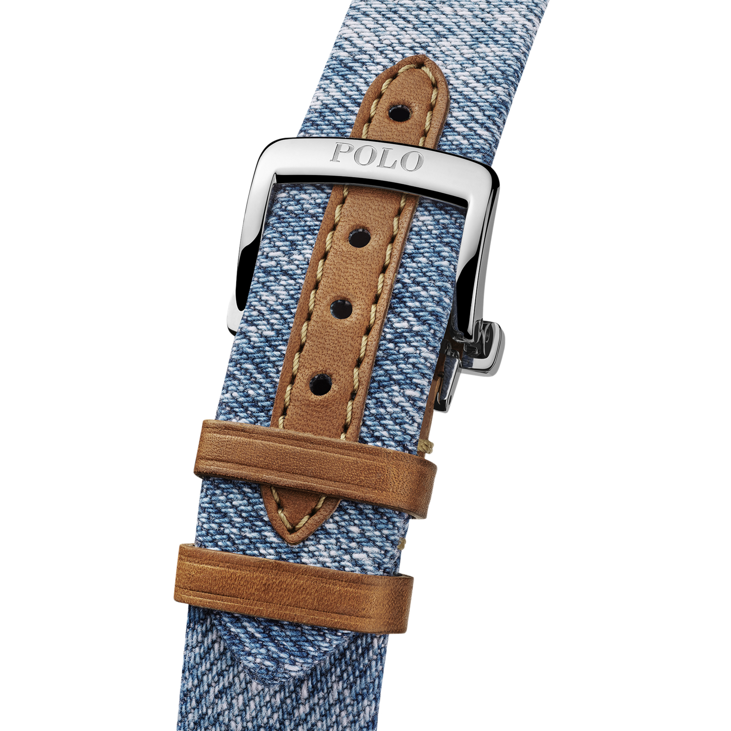 Мужские джинсы Ralph Lauren 42 MM Denim Polo Bear Steel White Dial, цвет: Белый — фото 5