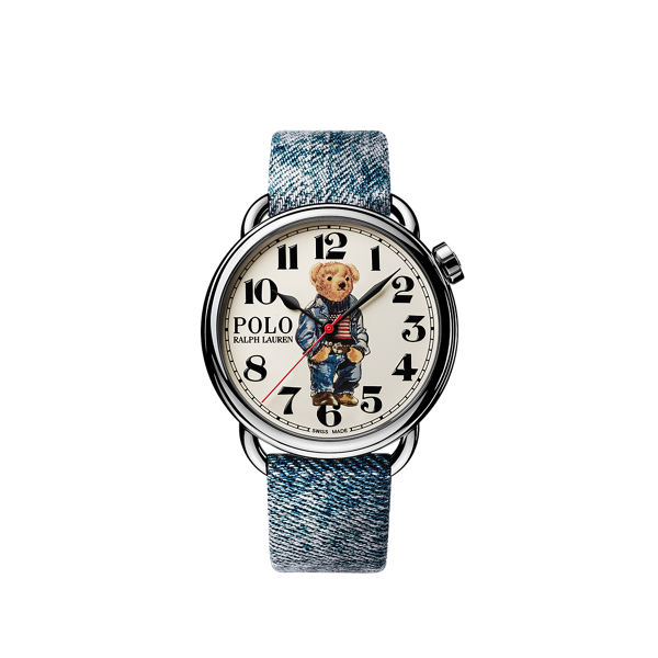 42 MM Denim Polo Bear Steel White Dial