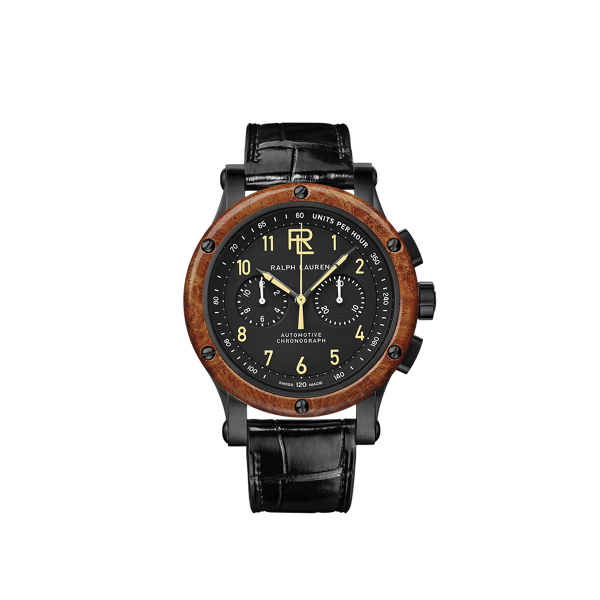 42 MM Chronograph Black Steel Wood Bezel