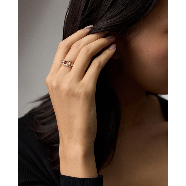 Rose Gold With Diamonds Pav&eacute; Diamond Rose Gold Ring The Chunky Chain Collection 2