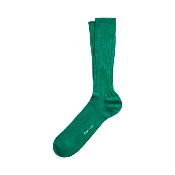 Green Ribbed Cashmere-Blend Dress Socks Purple Label 1