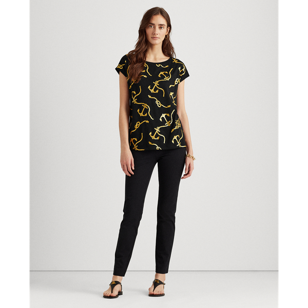 Black Print Boatneck Tee Lauren 4