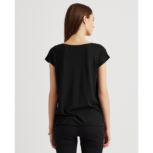 Black Print Boatneck Tee Lauren 5