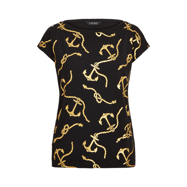Black Print Boatneck Tee Lauren 2
