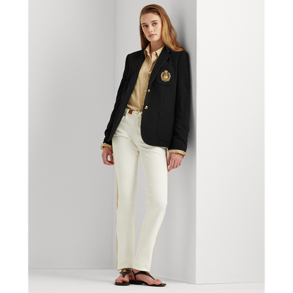 Black Patch Wool Crepe Blazer Lauren 4