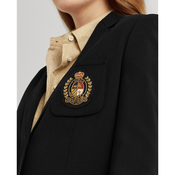 Black Patch Wool Crepe Blazer Lauren 6
