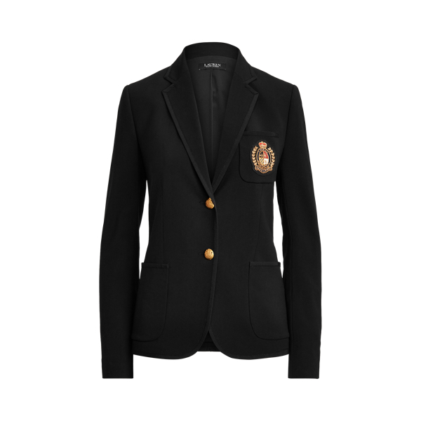Black Patch Wool Crepe Blazer Lauren 2