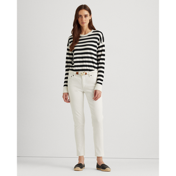 White/Polo Black Striped Cotton-Modal Jumper Lauren 4