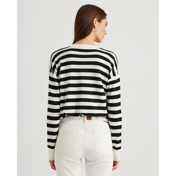 White/Polo Black Striped Cotton-Modal Jumper Lauren 5