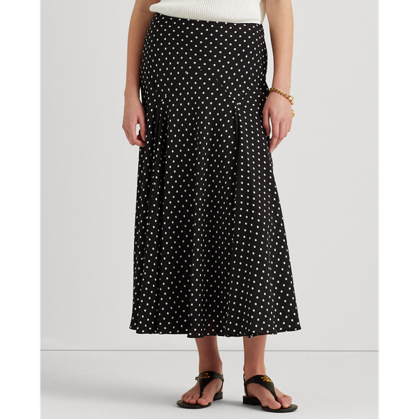 Polo Black/White Polka-Dot Georgette Peasant Skirt Lauren 4