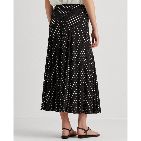 Polo Black/White Polka-Dot Georgette Peasant Skirt Lauren 5