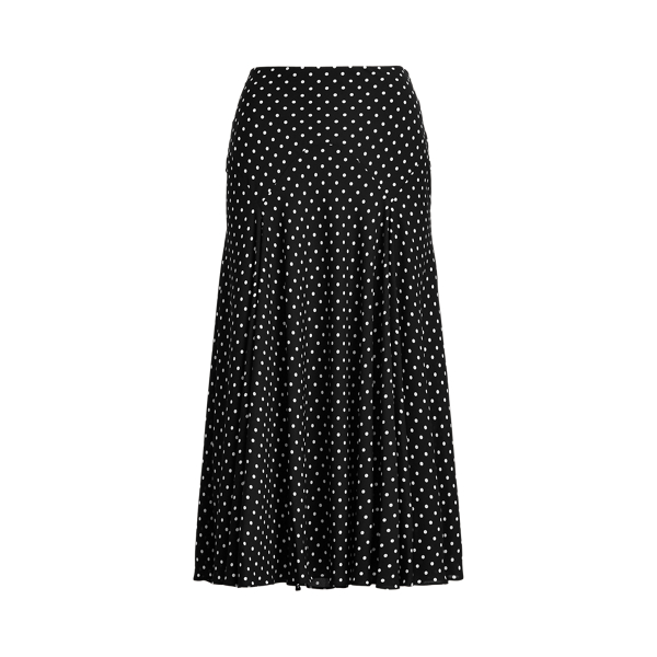 Polo Black/White Polka-Dot Georgette Peasant Skirt Lauren 2