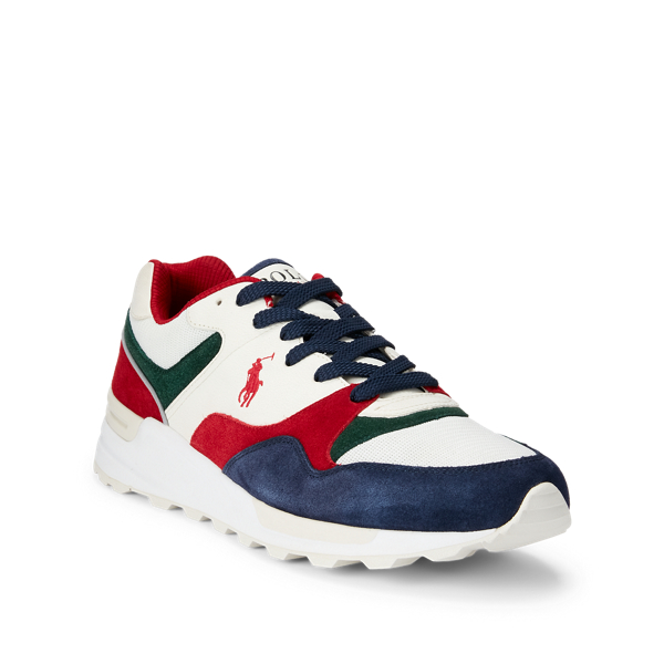 Cream/Burgundy/Navy Trackster 100 Suede Sneaker Polo Ralph Lauren 2