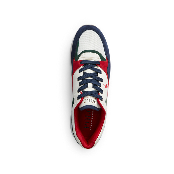 Cream/Burgundy/Navy Trackster 100 Suede Sneaker Polo Ralph Lauren 4