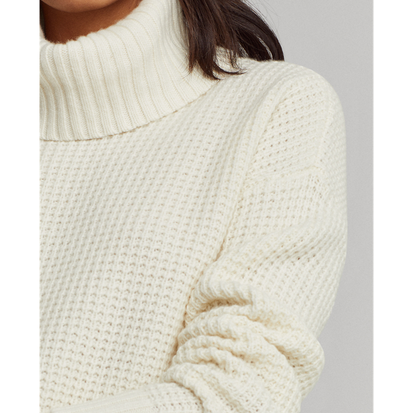 Mascarpone Cream Waffle-Knit Roll Neck Jumper Lauren 6