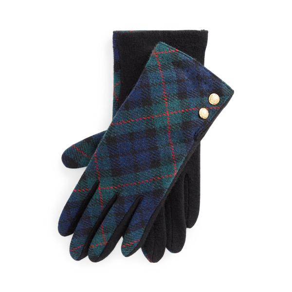 Plaid Two-Button Tech Gloves Lauren 1