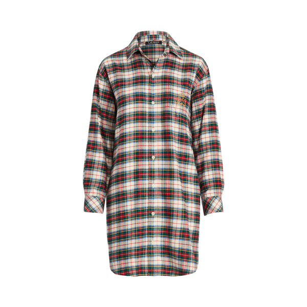 Plaid Brushed Twill Sleep Shirt Lauren 1