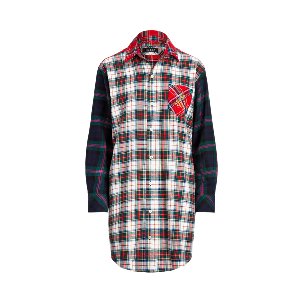 Multi-Plaid Brushed Twill Sleep Shirt Lauren 1