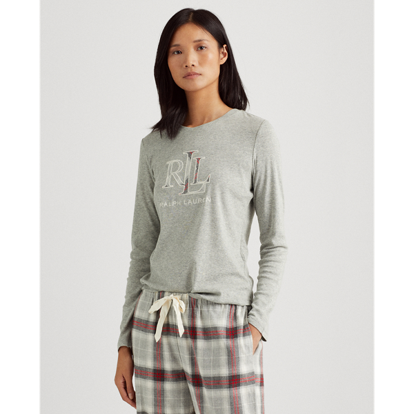 Grey Plaid Plaid Cotton Twill Sleep Set Lauren 4
