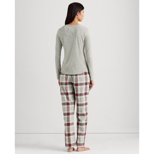 Grey Plaid Plaid Cotton Twill Sleep Set Lauren 5