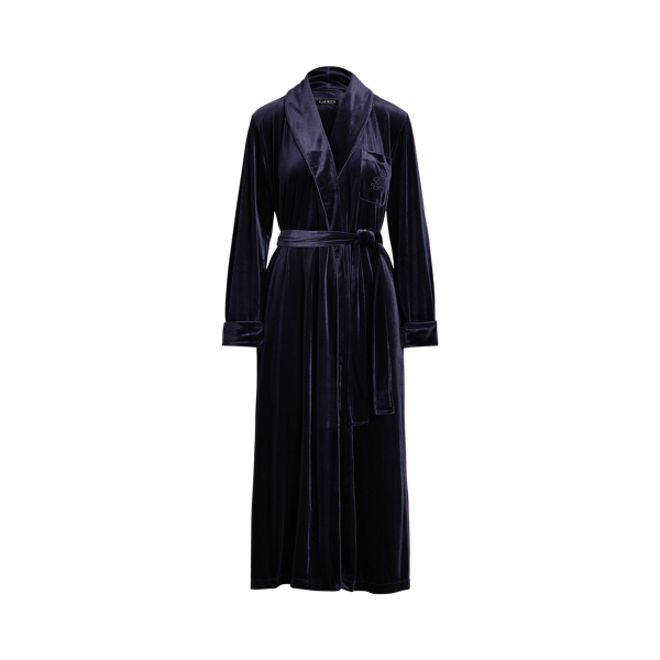 Shawl-Collar Long Velvet Robe Lauren 1