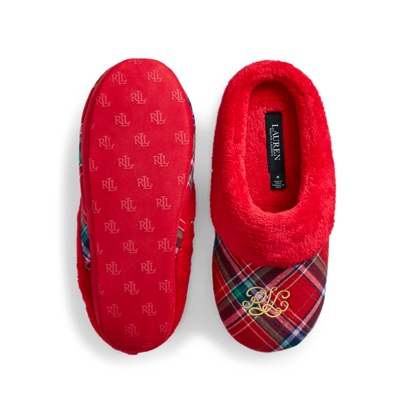 Red Plaid Plaid Logo Slipper Lauren 4