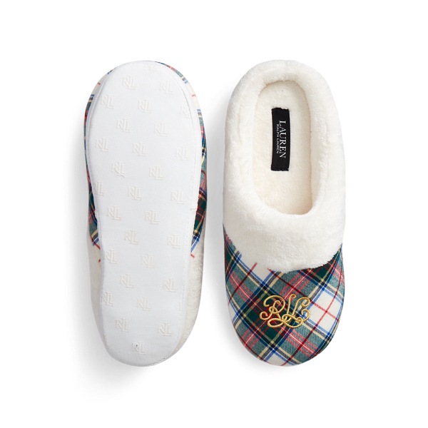 Ivory Plaid Plaid Logo Slipper Lauren 4