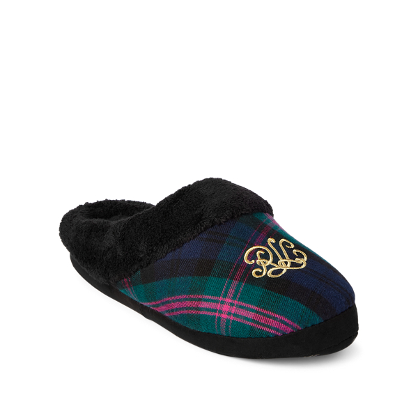 Green Plaid Plaid Logo Slipper Lauren 2