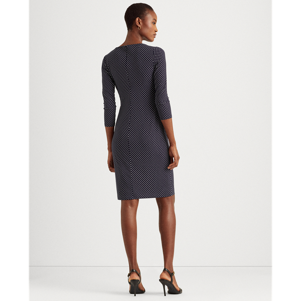 Lighthouse Navy/Colonial Polka-Dot Wrap-Style Jersey Dress Lauren 4