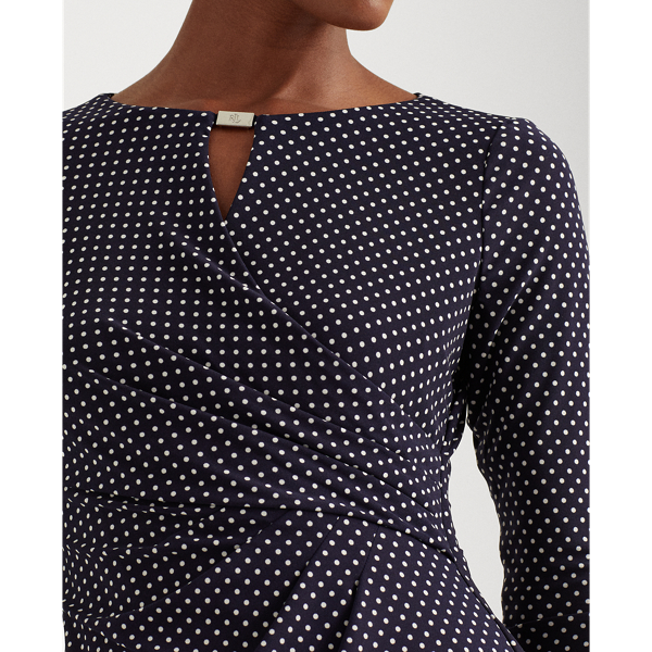 Lighthouse Navy/Colonial Polka-Dot Wrap-Style Jersey Dress Lauren 5
