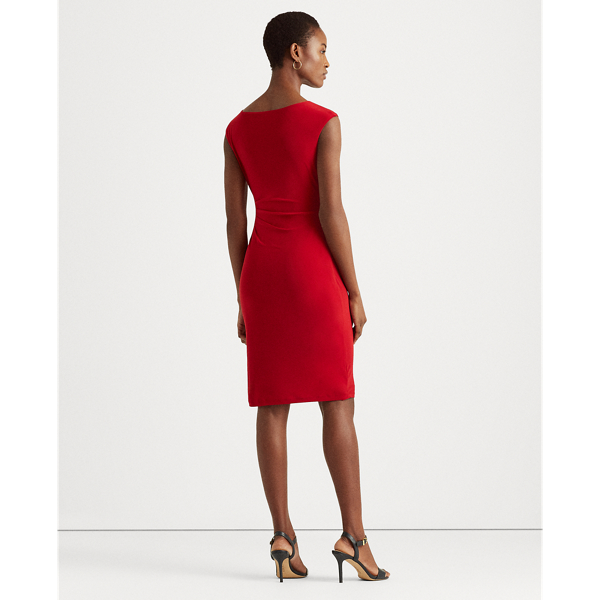 Scarlet Red Floral Ruched Boatneck Dress Lauren 5