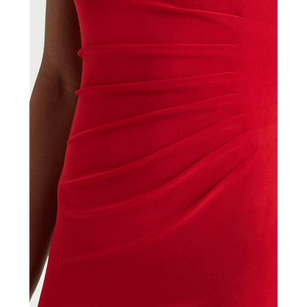 Scarlet Red Floral Ruched Boatneck Dress Lauren 6