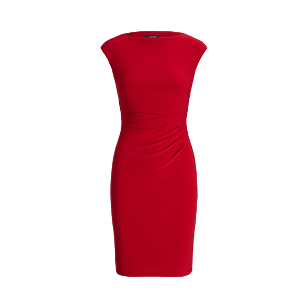 Floral Ruched Boatneck Dress Lauren 1