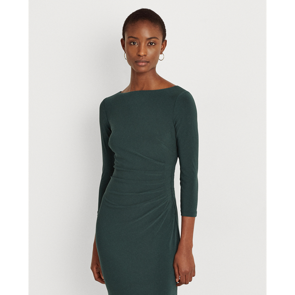 Midnight Spruce Ruched Jersey Dress Lauren 4