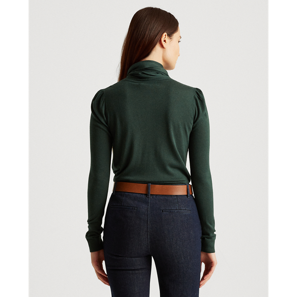 Deep Pine Knit Tie-Neck Jumper Lauren 5