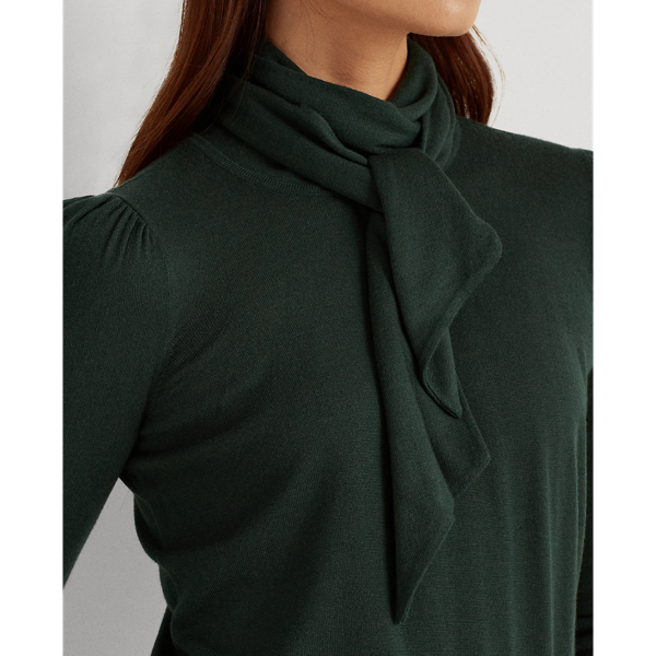 Deep Pine Knit Tie-Neck Jumper Lauren 6