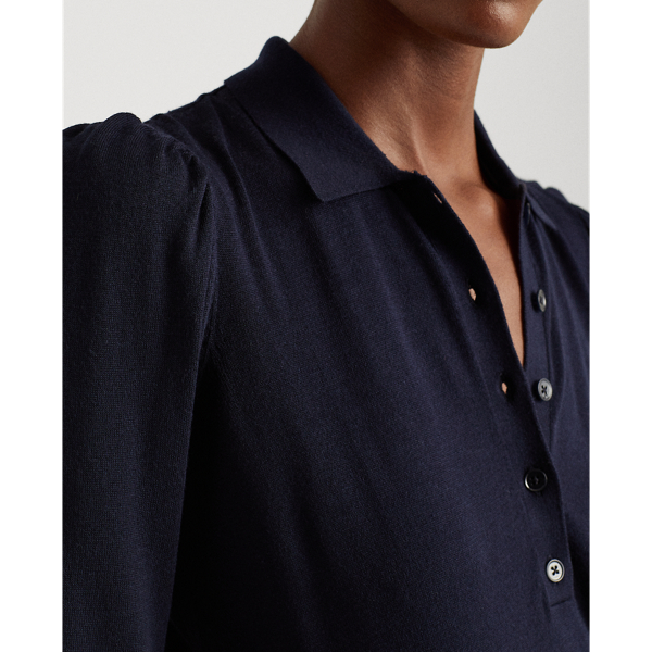 Lauren Navy Silk-Blend Puff-Sleeve Jumper Lauren 6