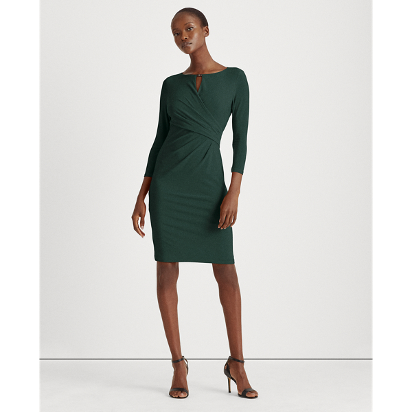 Deep Pine Wrap-Style Jersey Dress Lauren 3