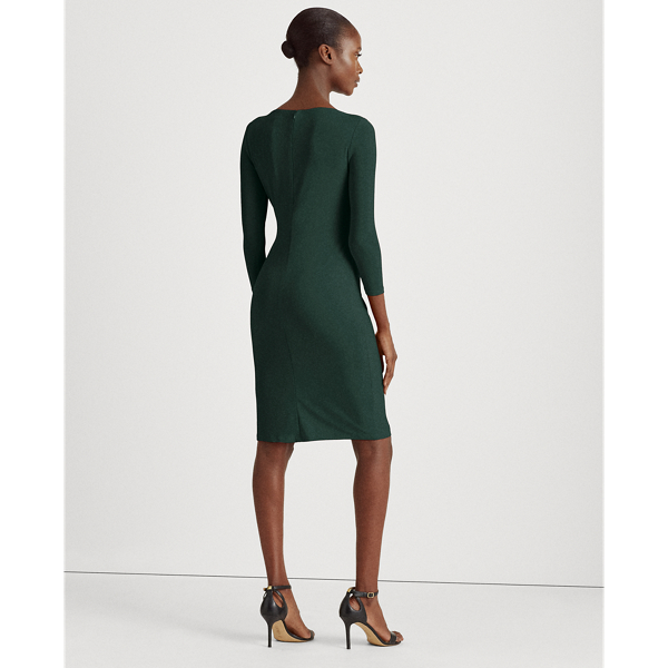 Deep Pine Wrap-Style Jersey Dress Lauren 4