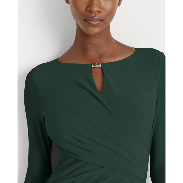 Deep Pine Wrap-Style Jersey Dress Lauren 5