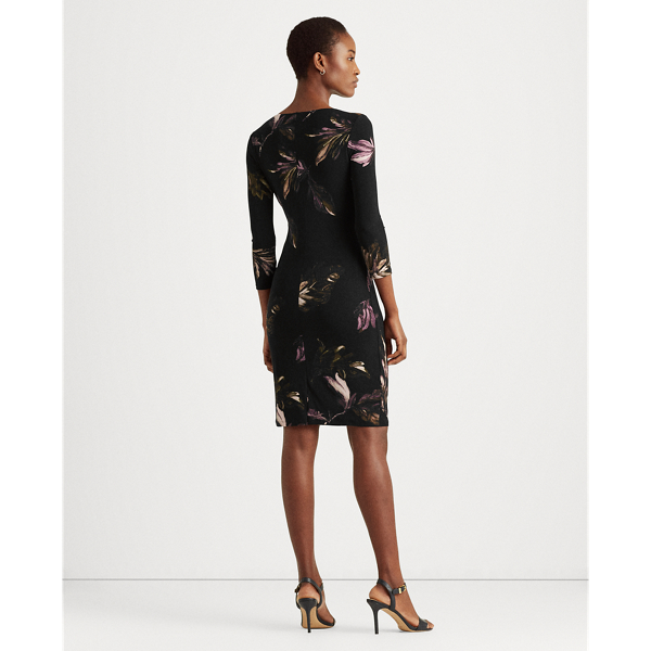 Black/Purple/Multi Print Surplice Jersey Dress Lauren 5