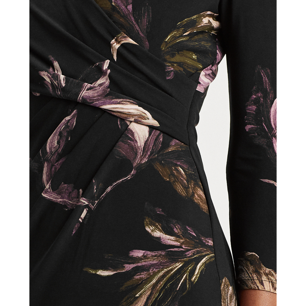 Black/Purple/Multi Print Surplice Jersey Dress Lauren 6