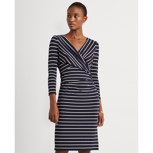 Lighthouse Navy/Colonial Striped Surplice Jersey Dress Lauren 3