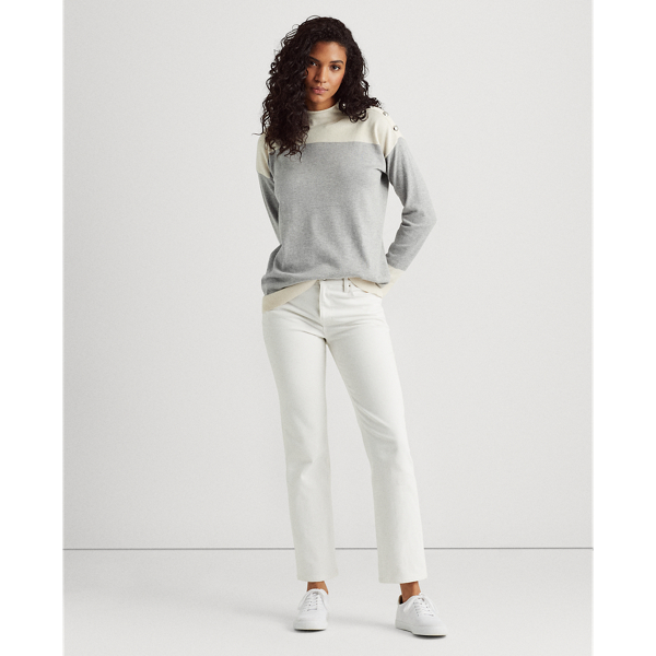 Prl Gry Htr/Mascarpone Cr Colour-Blocked Jumper Lauren 3