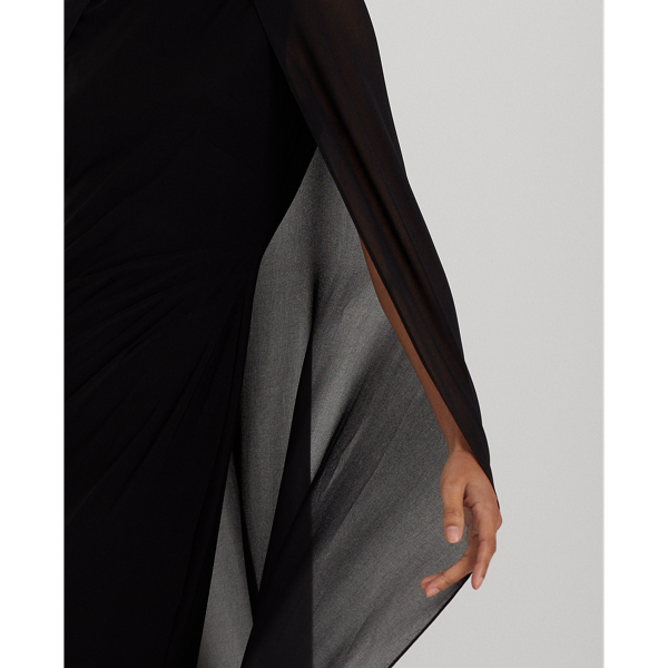 Black Georgette-Cape Jersey Gown Lauren 6