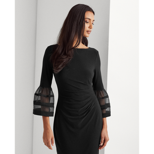 Black Bell-Sleeve Jersey Dress Lauren 4
