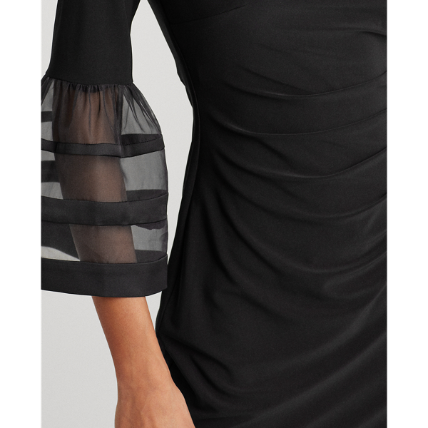 Black Bell-Sleeve Jersey Dress Lauren 6