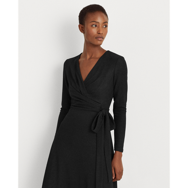 Black Metallic Double-Knit Jacquard Dress Lauren 4