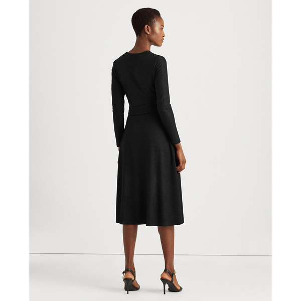 Black Metallic Double-Knit Jacquard Dress Lauren 5