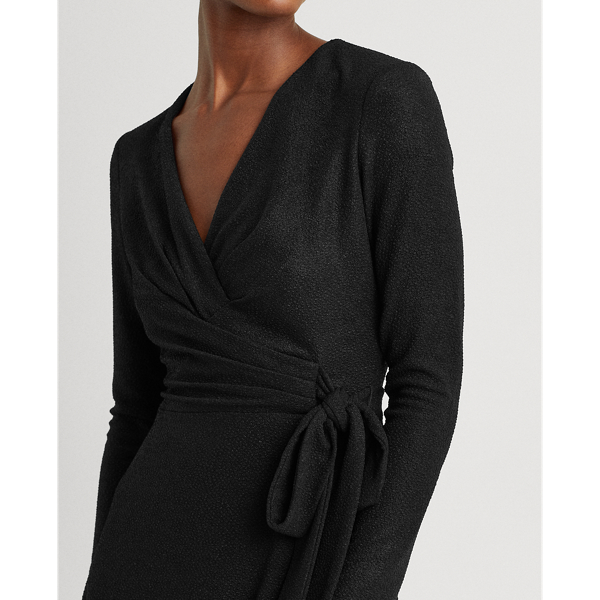 Black Metallic Double-Knit Jacquard Dress Lauren 6